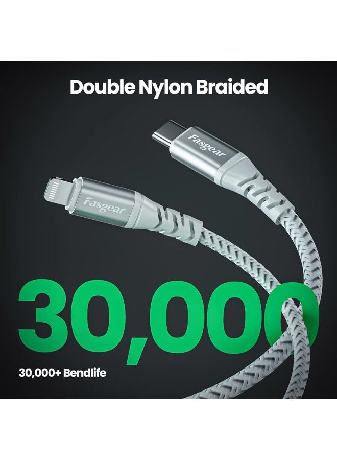 Fasgear USB-C to Lightning Cable 6ft 1 Pack Long MFi Certified Braided USB C to Lightning PD Fast Charger Cord Compatible for iPhone 11 12 13 14 Pro Max X XS XR 8 7 6s Plus SE iPad AirPods Pro Grey - Image 5