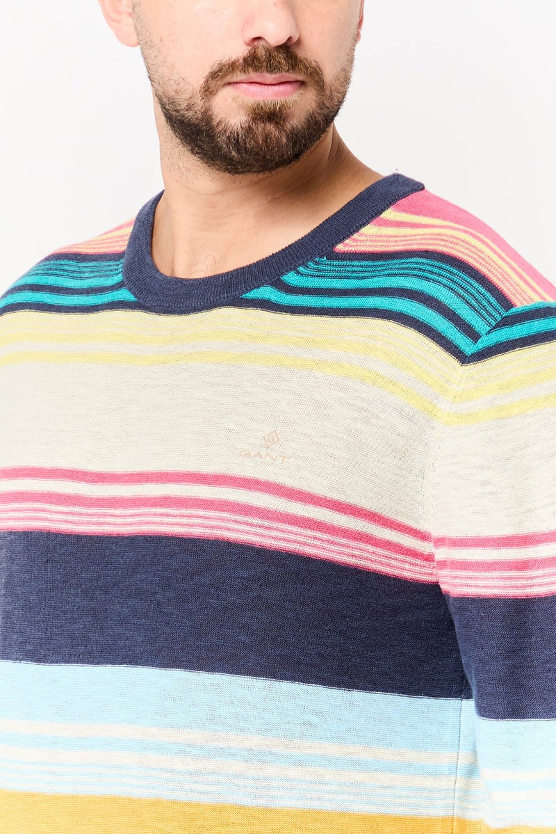 GANT Men Crew Neck Long Sleeve Stripe Sweatshirt, Multicolor - Image 3