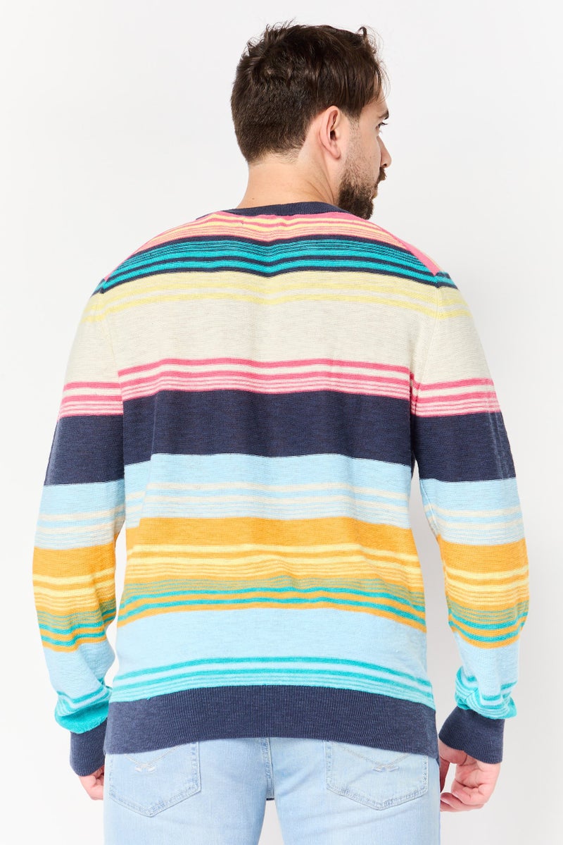 GANT Men Crew Neck Long Sleeve Stripe Sweatshirt, Multicolor - Image 4