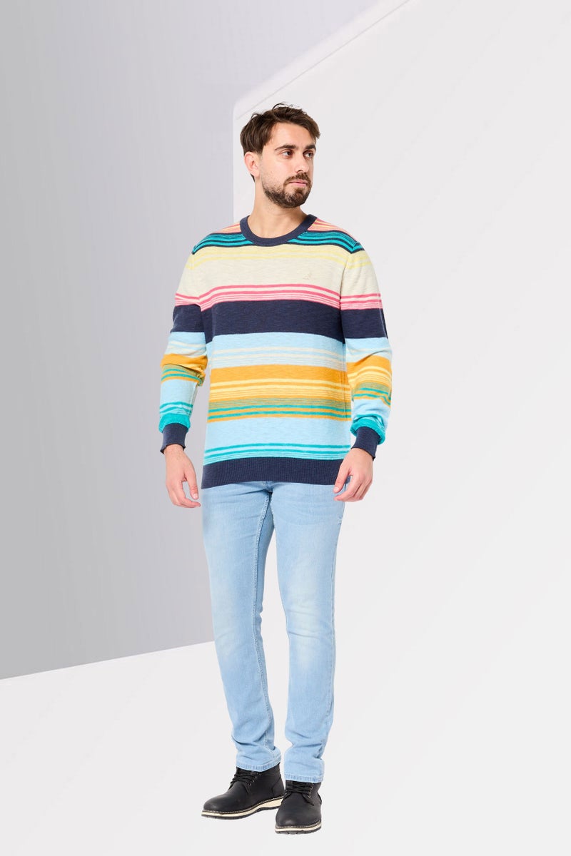 GANT سويت شيرت رجالي بأكمام طويلة وياقة دائرية، مخطط، متعدد الألوان - Image 2
