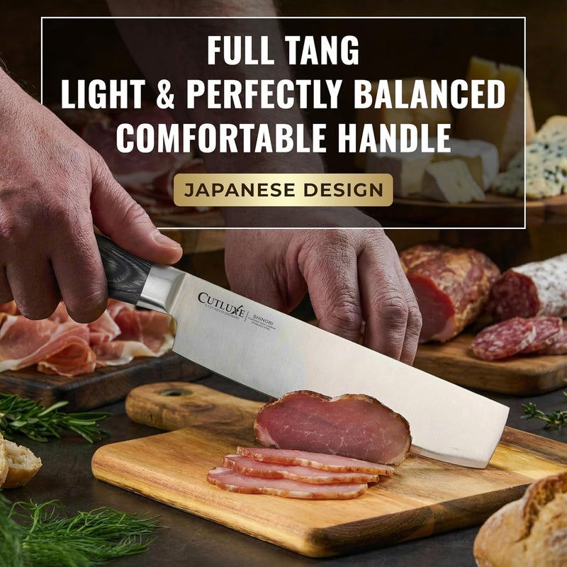 Cutluxe Nakiri Knife – Ultra Sharp 7" Vegetable Japanese Knife for Chopping, High Carbon Stainless Steel Blade, Full Tang Pakkawood Handle – Shinobi Series - Image 4