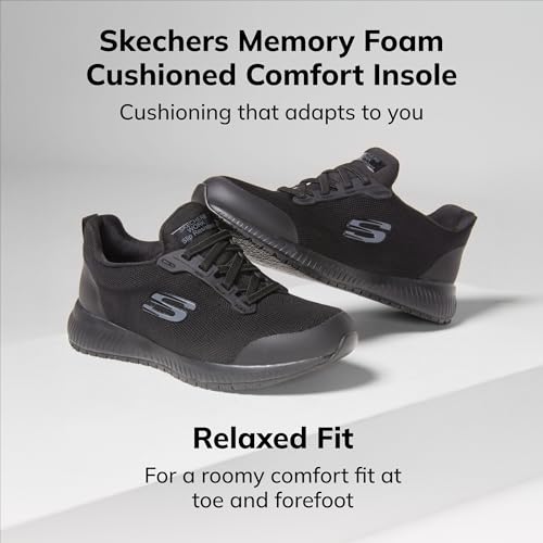 SKECHERS حذاء سكيتشرز للنساء من مجموعة سكواد لخدمة الطعام، أسود، 9 عريض - Image 3