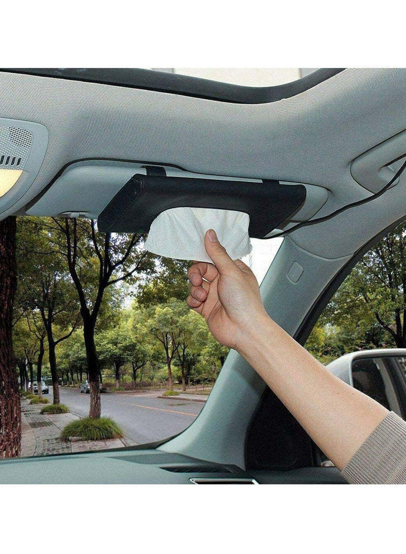 KASTWAVE Car Visor Tissue Holder Black Beige Paper Dispenser PU Leather Napkin Cover Vehicle Accessories Pocket Organizer Pouch Hanging Box Durable Storage  - Image 3