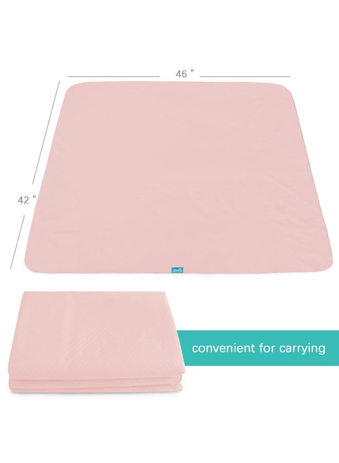 Biloban Splat Mat 2 Pack for Under High Chair & Arts & Crafts & Eating Mess, Waterproof 42''×46'' Baby Playtime Anti-Slip High Chair Mat for Floor or Table, Reusable & Portable Splash Mat for Under High Chair Pink - Image 1