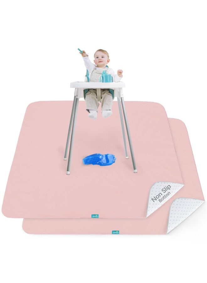 Biloban Splat Mat 2 Pack for Under High Chair & Arts & Crafts & Eating Mess, Waterproof 42''×46'' Baby Playtime Anti-Slip High Chair Mat for Floor or Table, Reusable & Portable Splash Mat for Under High Chair Pink - Image 2