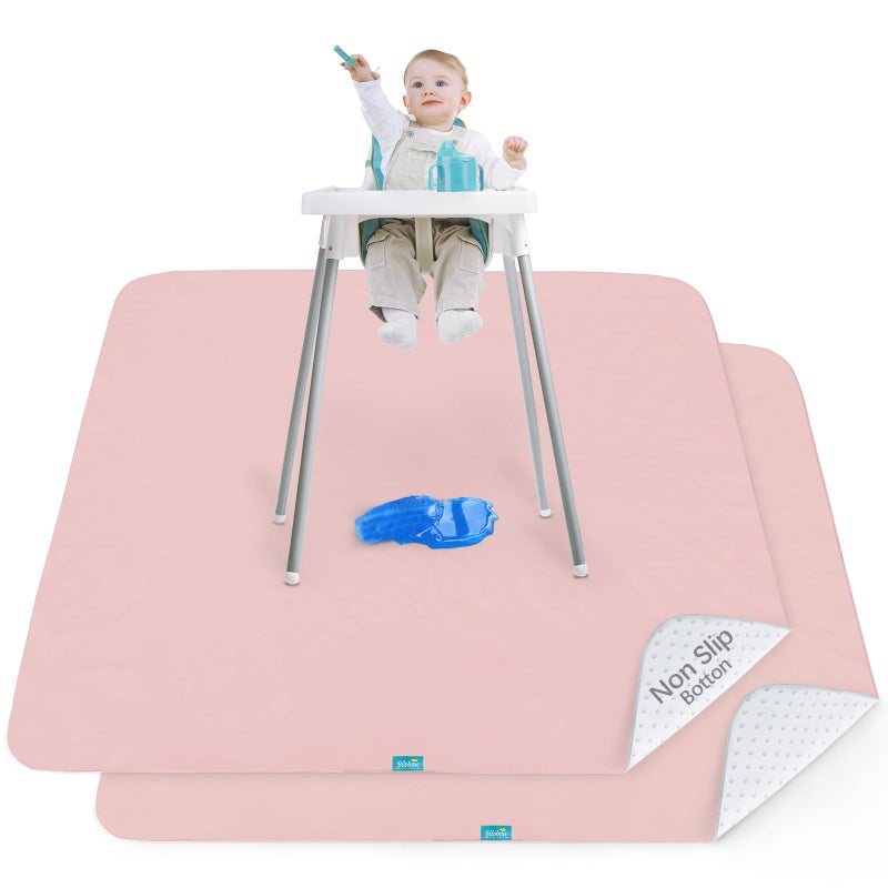 Biloban Splat Mat 2 Pack for Under High Chair & Arts & Crafts & Eating Mess, Waterproof 42''Ã—46'' Baby Playtime Anti-Slip High Chair Mat for Floor or Table, Reusable & Portable Splash Mat for Under High Chair - Image 1