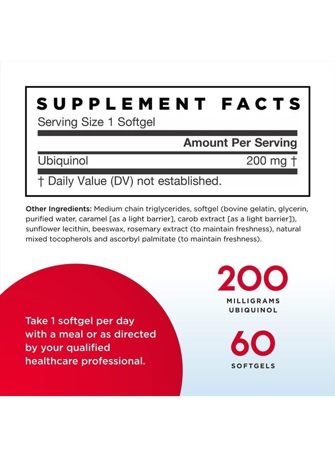 jarrow formulas QH-absorb 200 mg - 60 Softgels - High Absorption Co-Q10 - Active Antioxidant Form of Co-Q10 - Supports Mitochondrial Energy Production and Cardiovascular Health - 60 Servings - Image 2