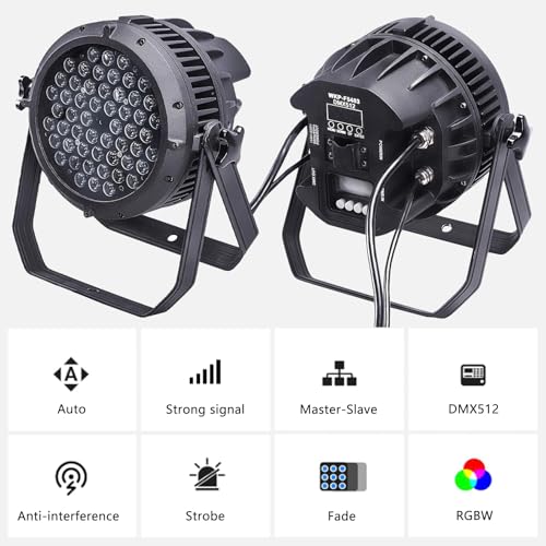 MADOWL Led Stage Lights, 54x3w RGBW Waterproof Led Par Light, IP67 DMX Outdoor LED Uplight - Image 3