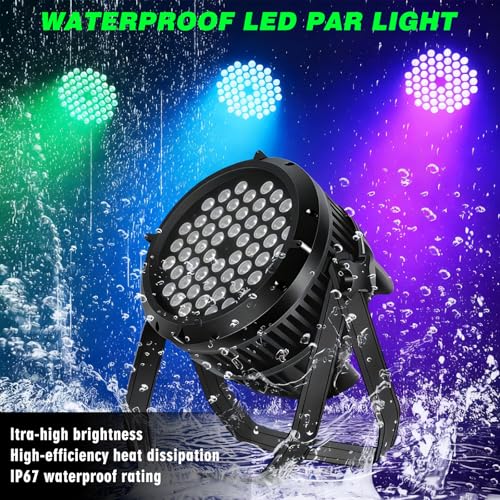 MADOWL Led Stage Lights, 54x3w RGBW Waterproof Led Par Light, IP67 DMX Outdoor LED Uplight - Image 2