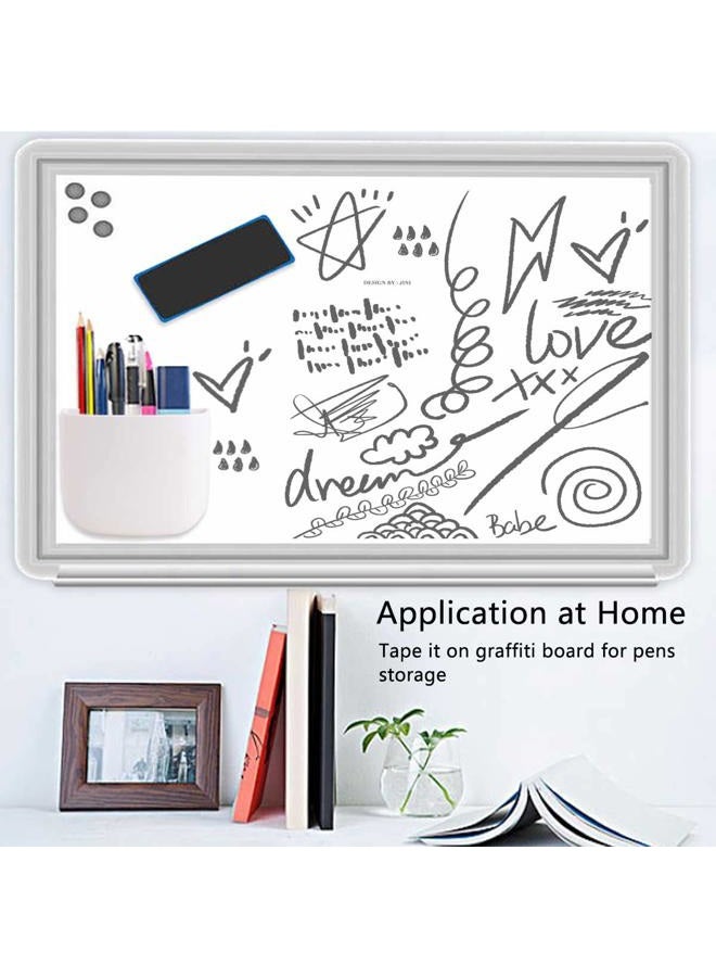 EHKIT Easy Eco Life (2 pcs/Set) Office Supplies Pen Holder Organizer Caddy Self Adhesive Cubicle Wall Mounted Stick On Store Pens, Pencils, Sticky Notes and Other Supplies White - Image 3