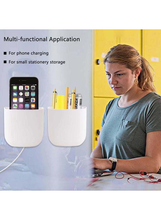 EHKIT Easy Eco Life (2 pcs/Set) Office Supplies Pen Holder Organizer Caddy Self Adhesive Cubicle Wall Mounted Stick On Store Pens, Pencils, Sticky Notes and Other Supplies White - Image 5