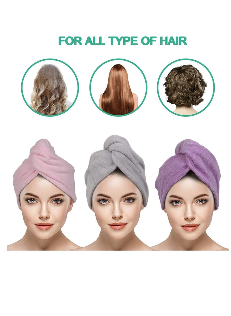 Y&D Microfiber Hair Towel for Women,Hair Wrap Fast Drying Turban Towel, Ideal Anti Frizz and Curly Hair, Absorbent Micro Fiber Bathing Cap Wet Hair（3-Color Pack）  - Image 4