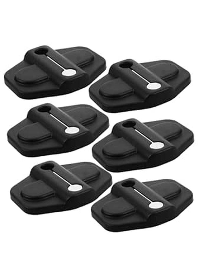 6Pcs Universal Car Door Lock Cover Trim Protector Decorative Accessory Black - Image 1