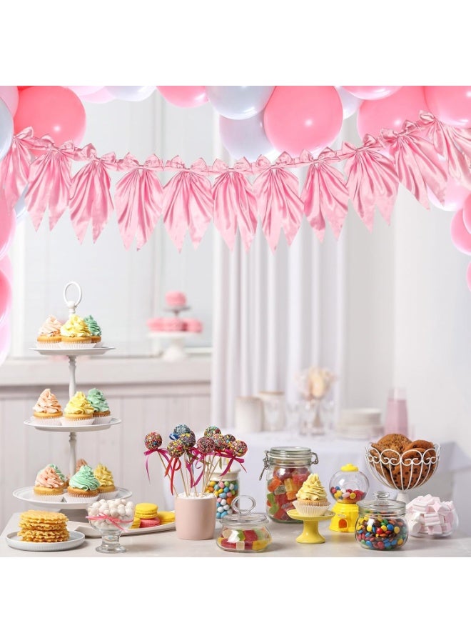 سيوسي Bow Garland Banner, Silk Bow Garland Banner, Hanging Banners for Bridal Showers, Coquette Baby Showers, Bachelorette Parties, and Birthday Celebrations, Elegant Party Backdrop Decor (Pink, 6 Feet) - Image 5