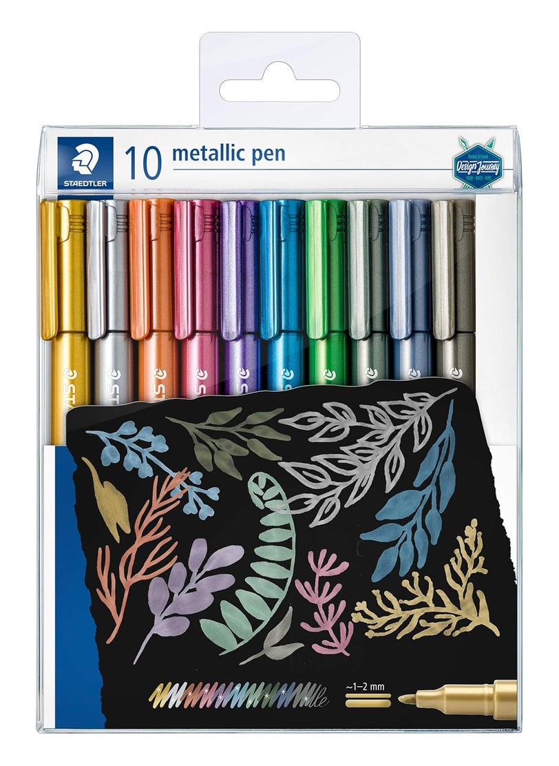 STAEDTLER Staedtler 8323 TB10 metallic pens, wallet of 10 assorted colours  - Image 1