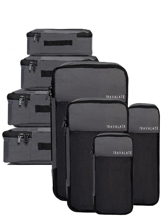 TRAVALATE Metal 8 Set Packing Cubes 4 Various Sizes Travel Luggage Packing Clothes and Undergarment Organizer Bags Set for Men and Women, Grey - Image 1