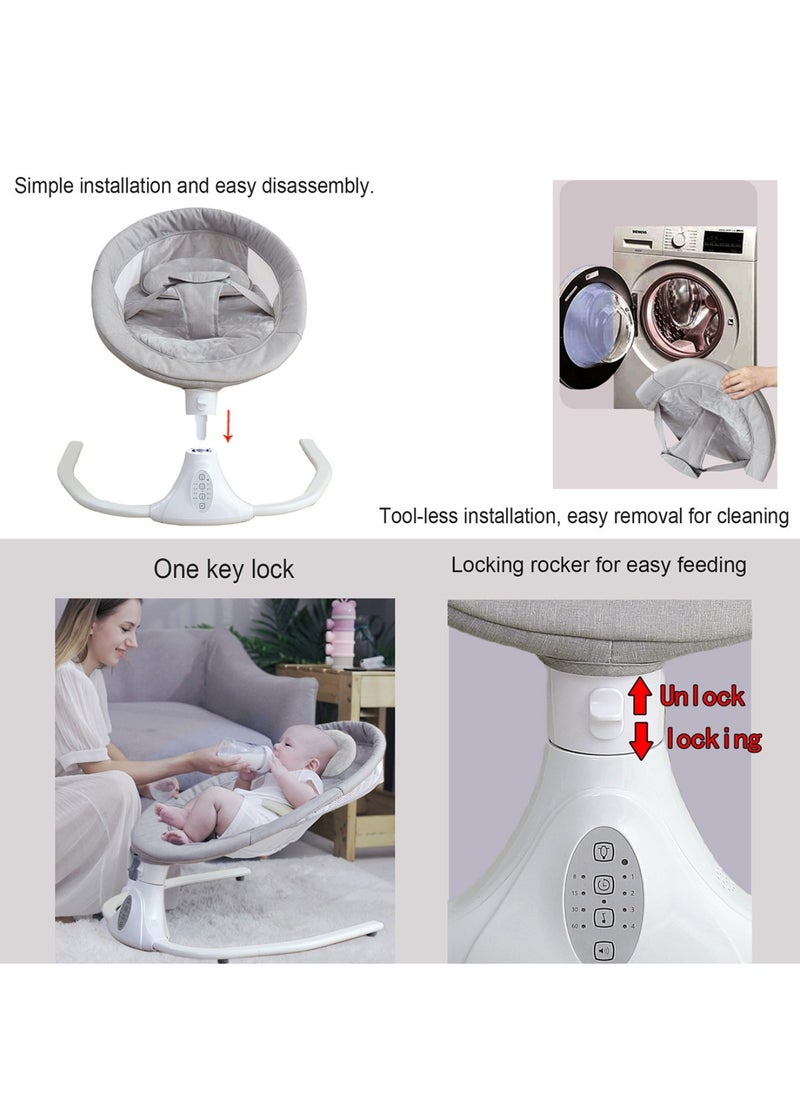 Moms Magic Baby Rocking Chair – Auto Swing with Remote Control, Bluetooth Music, USB Port, 4-Gear Electric Swing, Lying Flat for Comfort  - Image 5