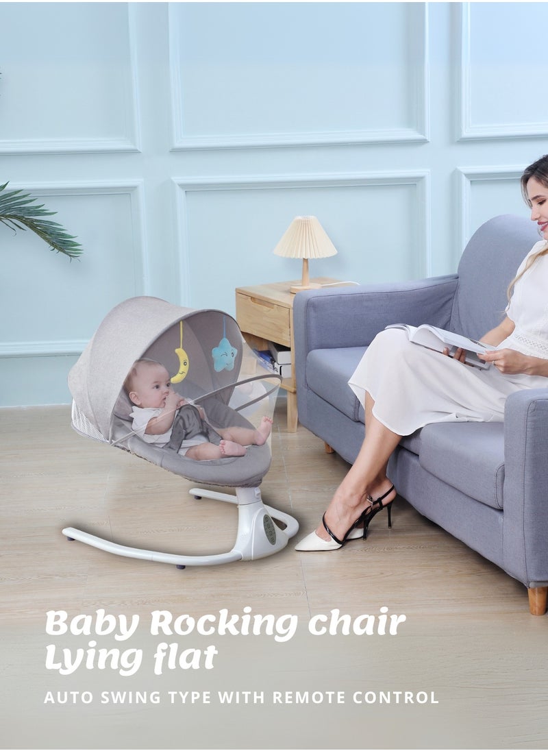 Moms Magic Baby Rocking Chair – Auto Swing with Remote Control, Bluetooth Music, USB Port, 4-Gear Electric Swing, Lying Flat for Comfort  - Image 3