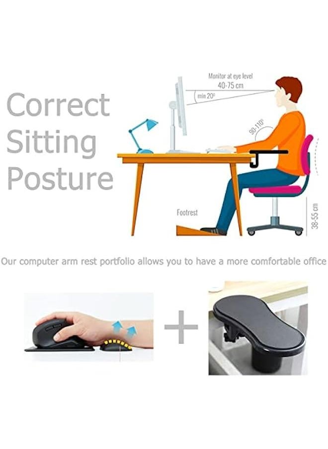 Generic - Adjustable Armrest Support with Keyboard and Mouse Wrist Rest Pads Ergonomic Design arm rest pad for Office Support Pad for Mouse. - Image 1