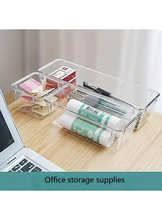 4 Pieces Clear Plastic Drawer Organizer Set, Different Sizes Desk Drawer Dividers and Storage Boxes for Makeup, Jewelry, Bedroom, Bathroom, Office - Image 2