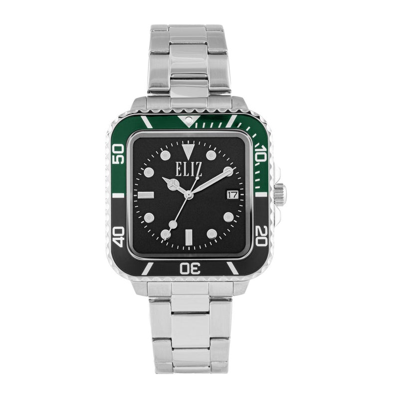 ELIZ ES8892G2SES SS Case & Band Calendar Men's Watch - Image 1