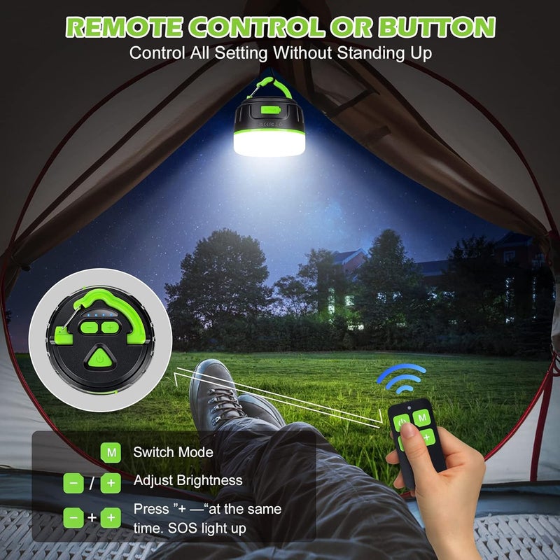 Sinvitron LED Camping Lantern Rechargeable with Remote Control - 1000LM 150H Runtime Tent Light, 5200mAh Water-Resistant Emergency Light for Hurricane Power Outages, Hiking Home - Image 2