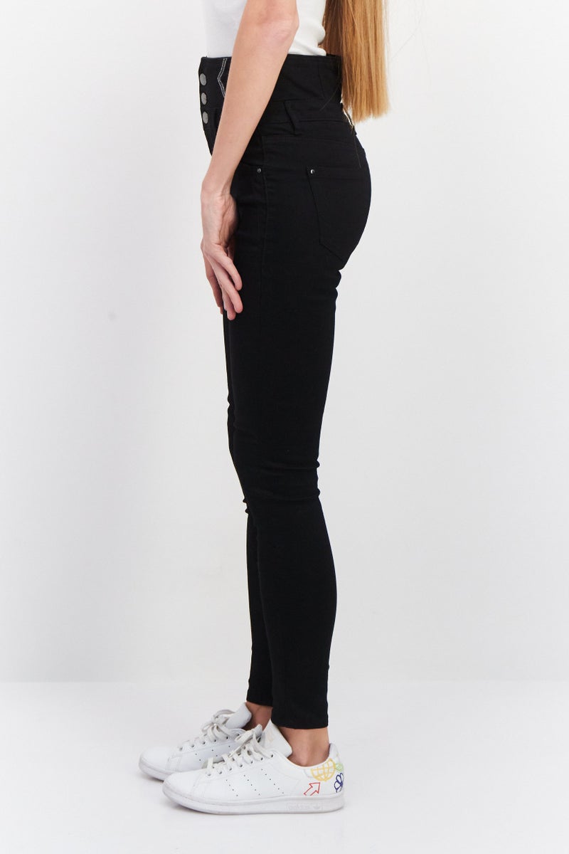 VERO MODA جينز نسائي ضيق بسيط قابل للتمدد، أسود - Image 3