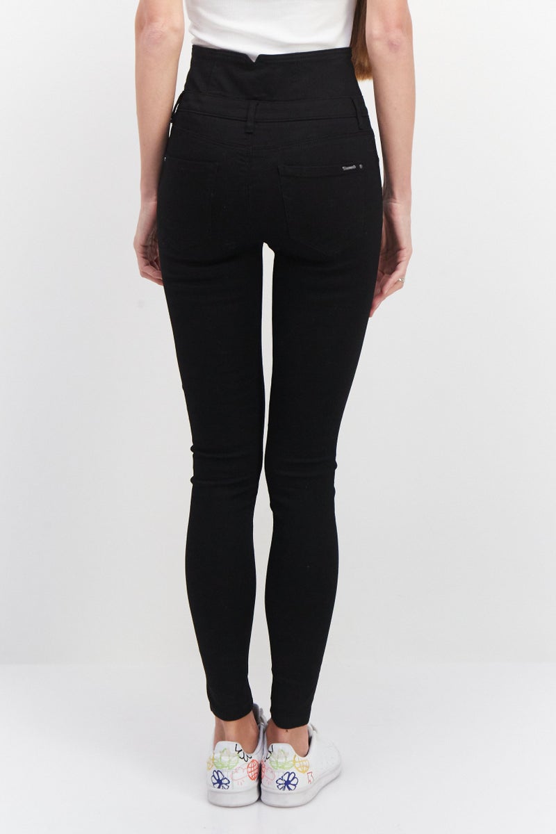 VERO MODA جينز نسائي ضيق بسيط قابل للتمدد، أسود - Image 2