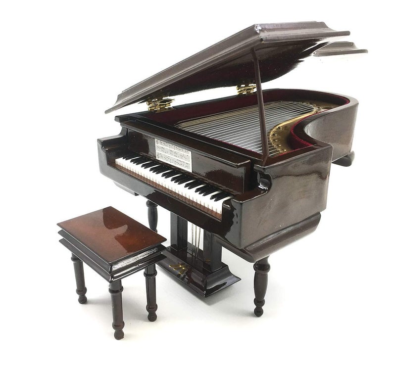 SHTWX SHTWX Piano Music Box with Bench and Black Case Musical Boxes Gift for ChristmasBirthdayValentines Day Melody Spirited Away 