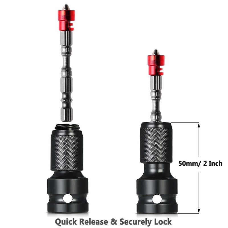 Yakamoz Quick Release 1/2-Inch Square Drive to 1/4-Inch Hex Female Socket Adapter Converter Chuck Adaptor for Impact and Ratchet Wrenches - Image 2