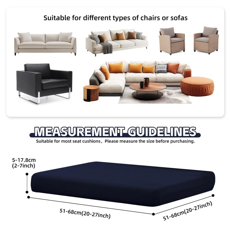 MRGSDL 8Pcs Patio Cushion Covers,Outdoor Cushions Covers,Stretch Cushion Covers Replacement, Washable and Reusable Furniture Protectors(Navy Blue) - Image 2