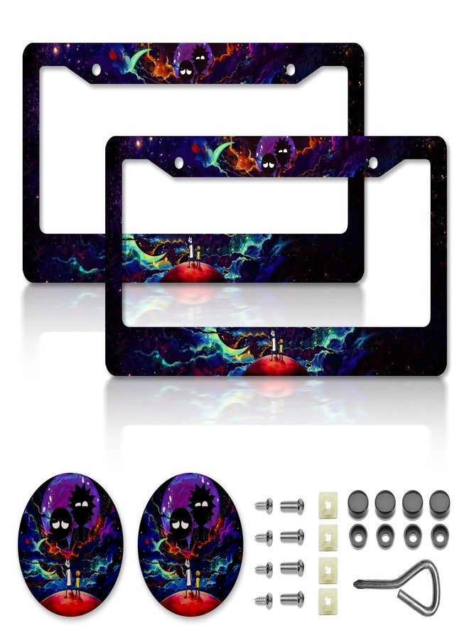 DGDRHZ Anime License Plate Frames，Anime Car Accessories for Women and Men ，Cute License Plate Holder，Aluminum License Plate Frame Fits Standard US Vehicles Size 12.2 x 6 Inch (Black-2pcs) - Image 1