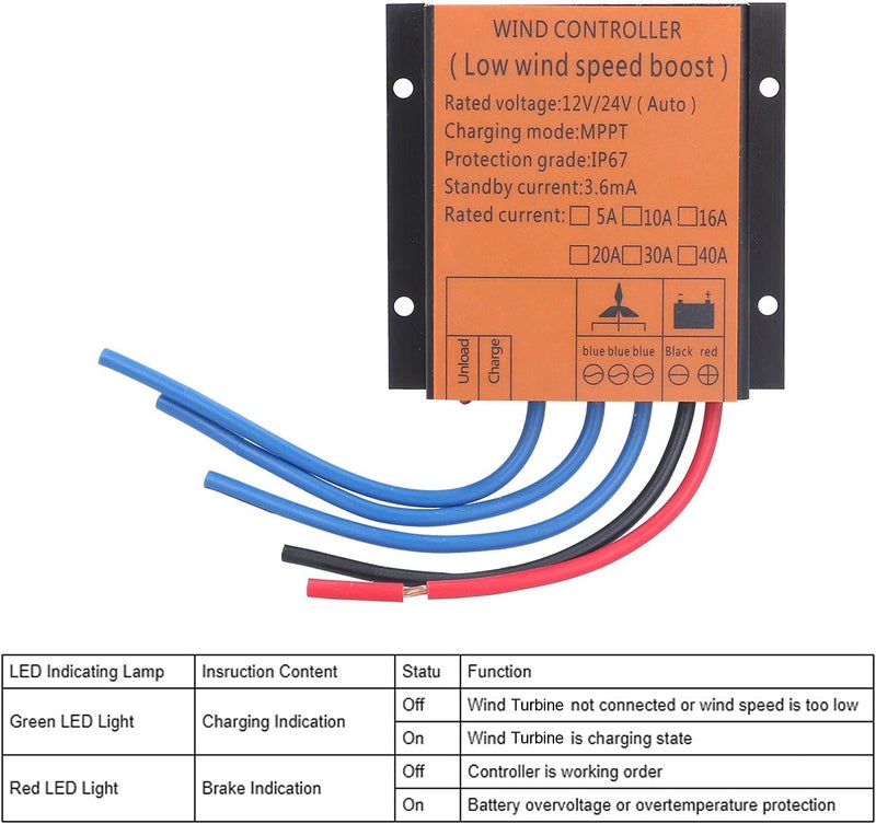 Wind Turbine Controller MPPT Charge Regulator 100W 12V 24V - Reliable Charging Control, Multiple Protections, Suitable for Solar Controllers for Panels (16A) - Image 5