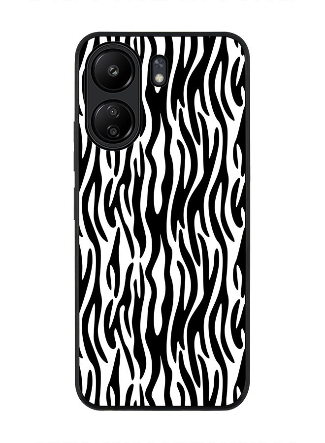 Stylizedd Rugged Black edge case for Xiaomi Poco C65, Slim fit Soft Case Flexible Rubber Edges Anti Drop TPU Gel Thin Cover- Zebra Stripes - Image 1