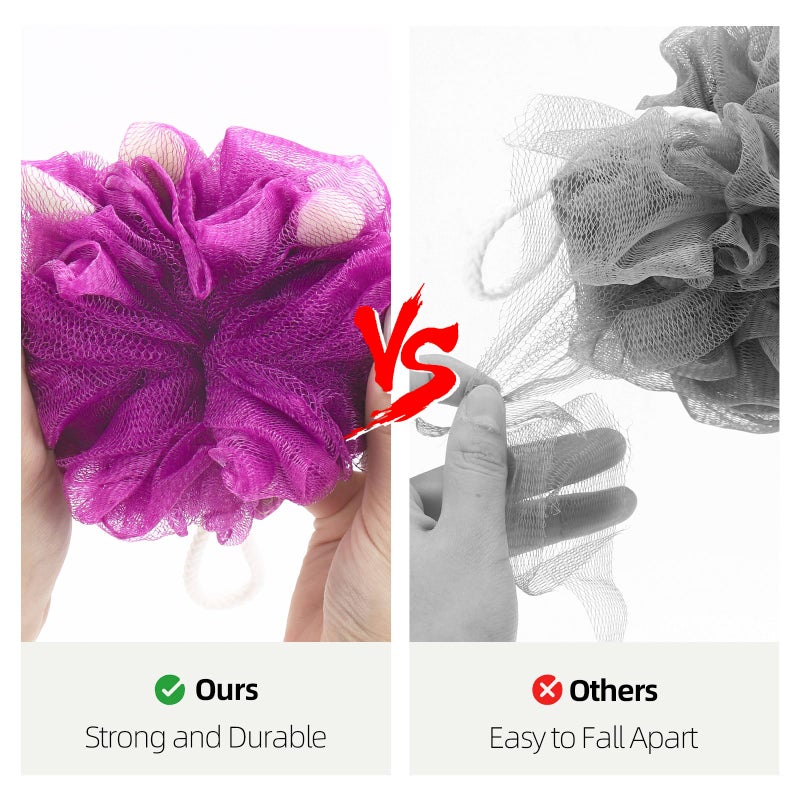BTYMS Premium Mesh Poufs (65g/pcs) Bath Sponges Shower Loofahs Exfoliating Shower Puff - Great for Body Wash Pack of 4 - Image 4