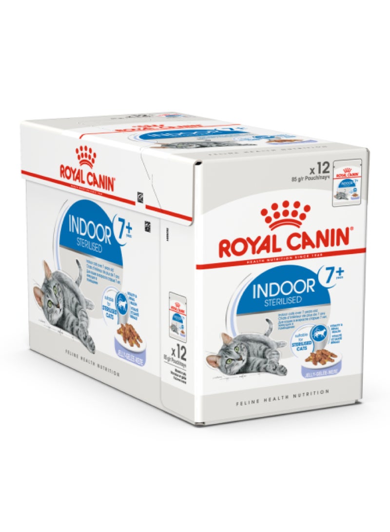 ROYAL CANIN Feline Health Nutrition Indoor 7+ Jelly (Wet Food - Pouches) 85G -  Pack of 12 - Image 1