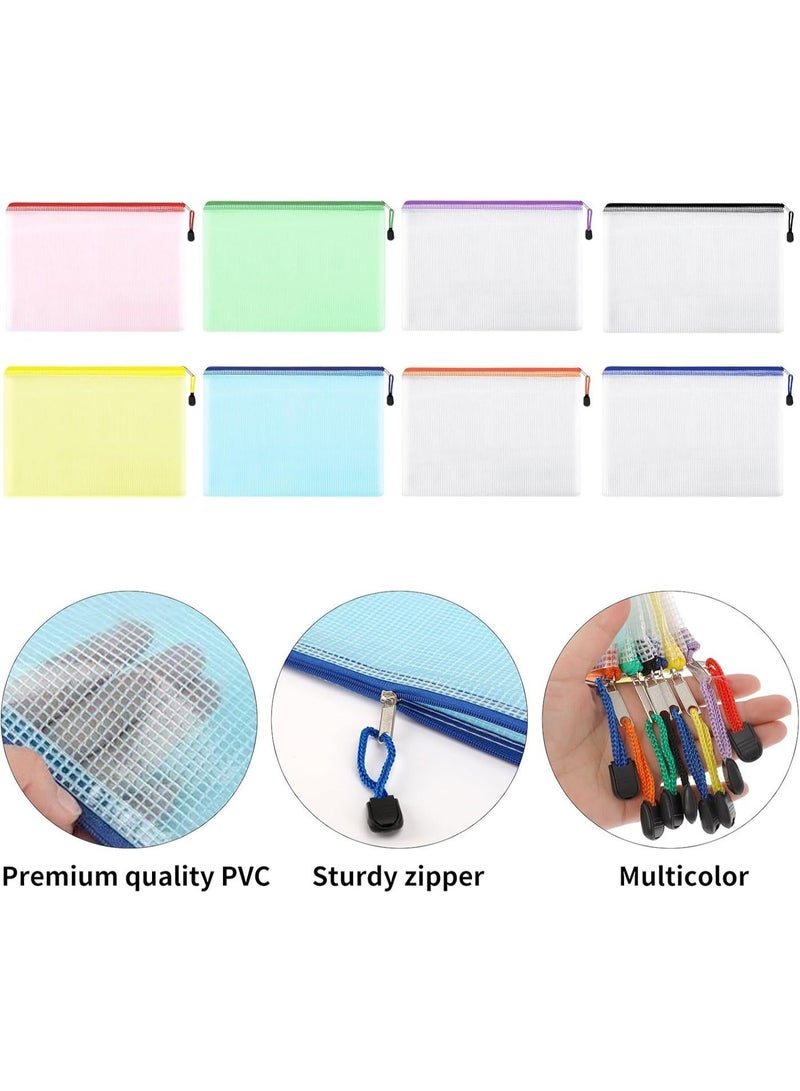 16pcs الشبكة زيب حقيبة وثيقة حقيبة, مقاومة للماء زيب ملفات المجلدات, حجم الرسالة / A4 حجم, لوازم المكتب, حقائب تخزين السفر, 8 ألوان - Image 5