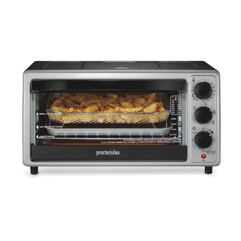 Proctor Silex Proctor Silex SimplyCrisp Air Fryer Toaster Oven Combo with 4 Functions Including Convection Bake  Broil Fits 6 Slices or 12 Pizza Auto Shutoff Black 31275
