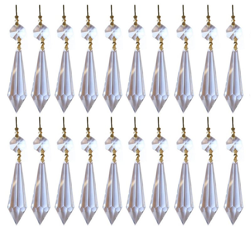 yueton Crystal Prism 20Pcs 38mm Clear Crystal Chandelier Icicle U-Drop Prisms Lamp Pendants Brass Connectors - Image 1