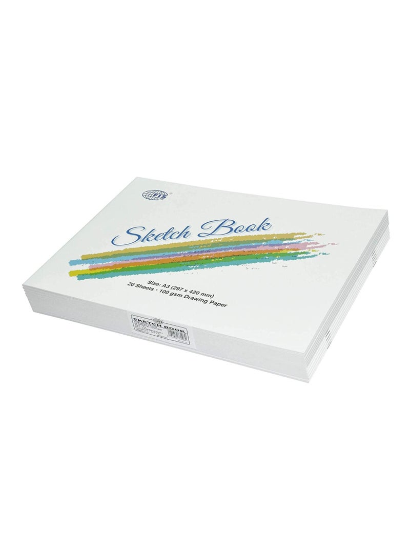 FIS 12-Piece FIS Binded Sketchbook A3, 20-Sheets, 100GSM - FSSKB20A31801 - Image 1