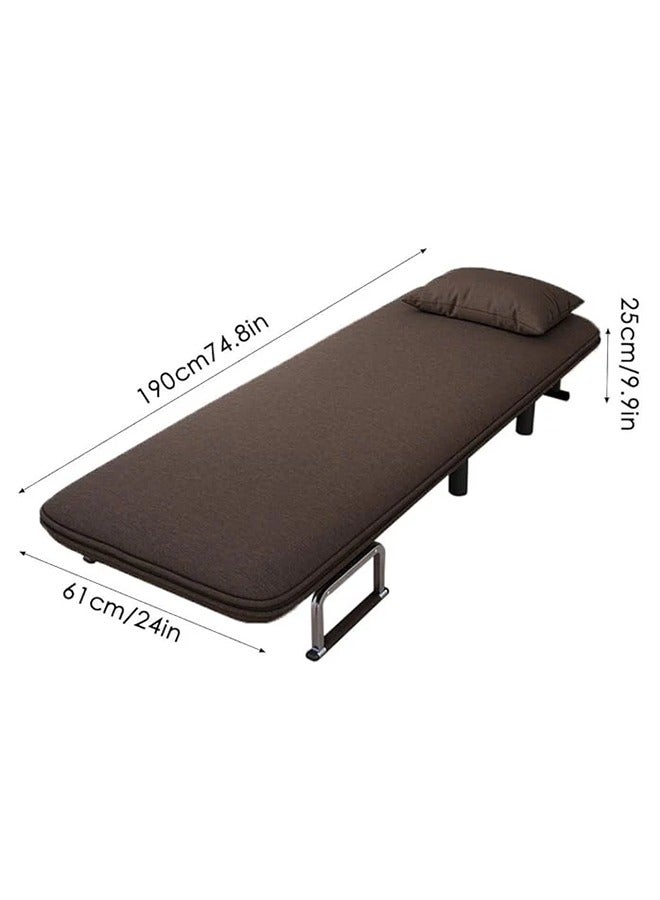 HOCC 5 in 1 Foldable Sofa Bed - Convertible Chair Recliner Loungue Brown - Image 4
