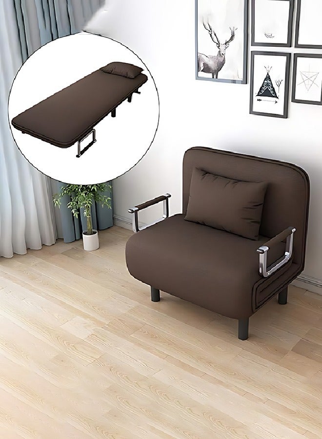 HOCC 5 in 1 Foldable Sofa Bed - Convertible Chair Recliner Loungue Brown - Image 2