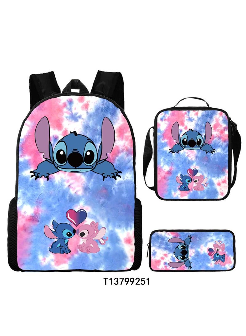 general مجموعة حقيبة ظهر مكونة من 3 قطع بطباعة ثلاثية الأبعاد ورسومات كرتونية - Image 1