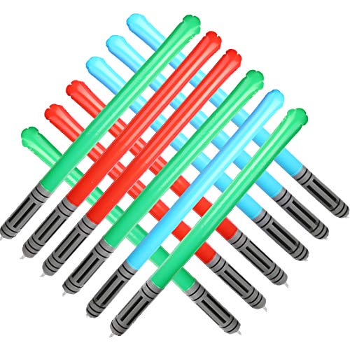 CCINEE Inflatable Light Saber Sword 12PCS 4 Green 4 Red 4 Blue for Birthday Party Favor - Image 1