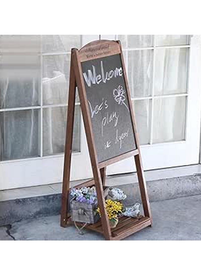 LINGWEI Chalkboard Sign Wooden A Frame Chalkboard Message Writing Board Blackboard with Flower Pot Holder Display For Business Restaurant Wedding  - Image 5