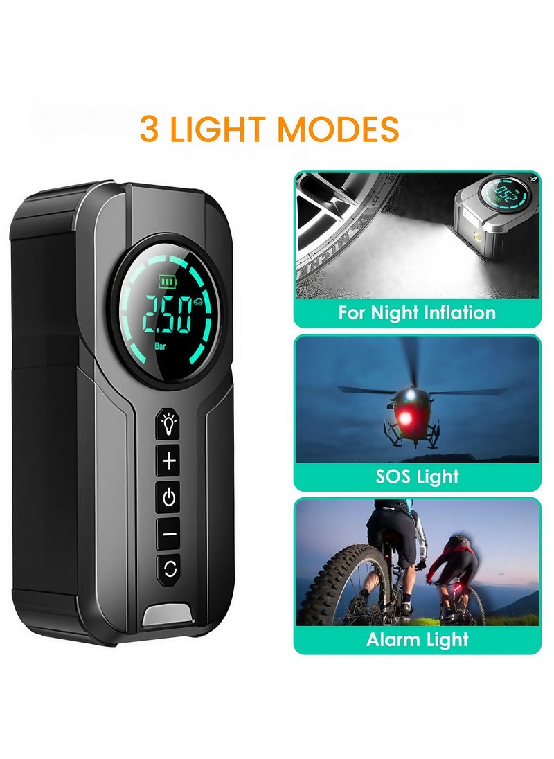 ADEBOLA - 8000mAh Car Jump Starter Battery  & Portable Air Compressor with Digital Display | USB-C Quick Charge, 12 Safety Protections, 10-Second Tire Inflation | Multi-Function LED Light, Emergency Power Bank (Black) - Image 1