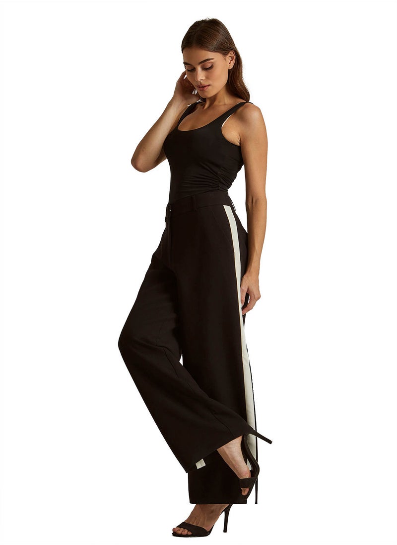 DALYDRESS - Dalydress - Trouser With Contrast Side Tape - Black - Image 1