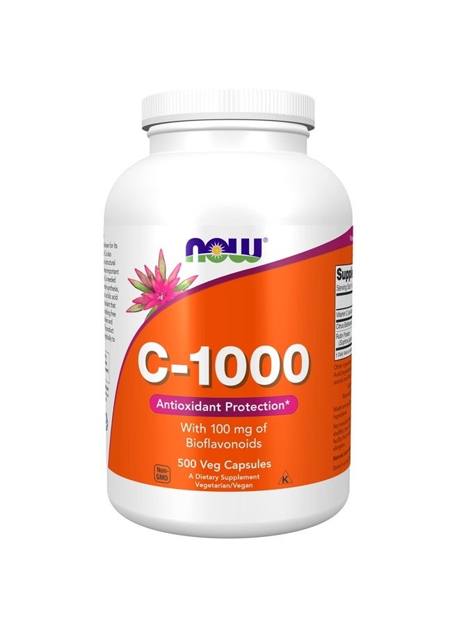 now Supplements, Vitamin C-1,000 with 100 mg of Bioflavonoids, Antioxidant Protection*, 500 Veg Capsules - Image 1