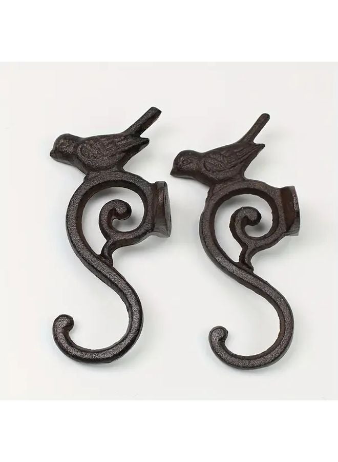 Vintage Distressed Cast Iron Seahorse Bird Wall Hooks 15cm For Home Garden Porch - Image 1
