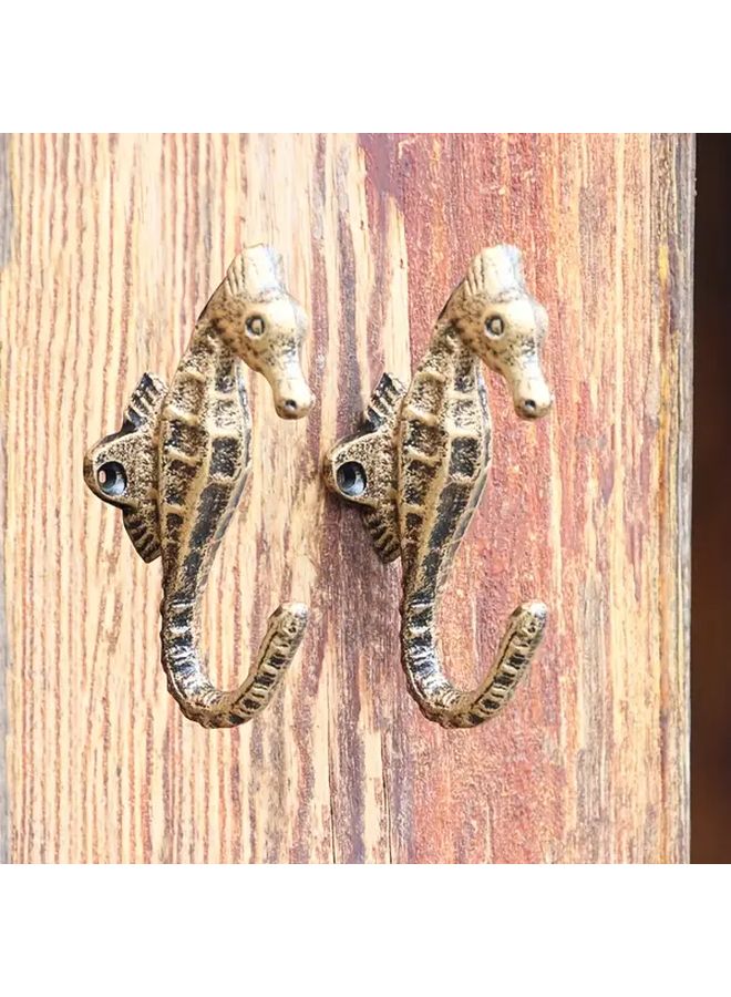 Vintage Distressed Cast Iron Seahorse Bird Wall Hooks 15cm For Home Garden Porch - Image 3